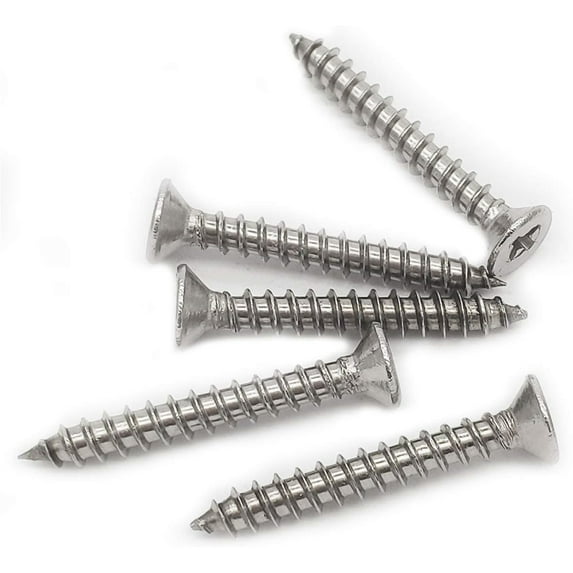 25Pcs M4x30mm Phillips Flat Head Self Tapping Wood Screws,304 Stainless Steel, Plastic and Metal.Coarse Threaded, Sharp Point,Self Tapping