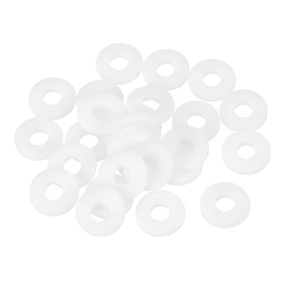 25Pcs M6 Nylon Flat Washers Plastic Washer 6mm ID 16mm OD 1.5mm Thick, White