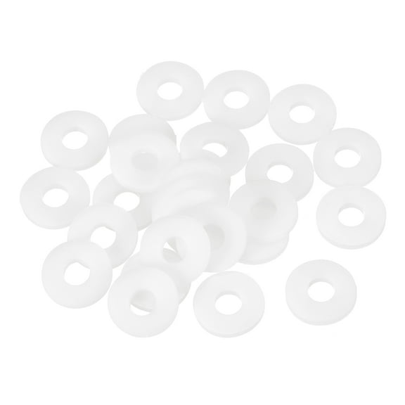 25Pcs M6 Nylon Flat Washers Plastic Washer 6mm ID 16mm OD 2mm Thick, White