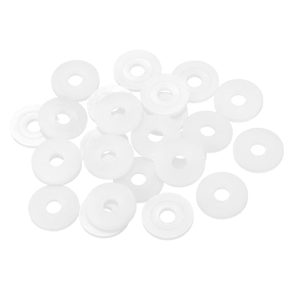 25Pcs M6 Nylon Flat Washers Plastic Washer 6mm ID 20mm OD 2mm Thick, White