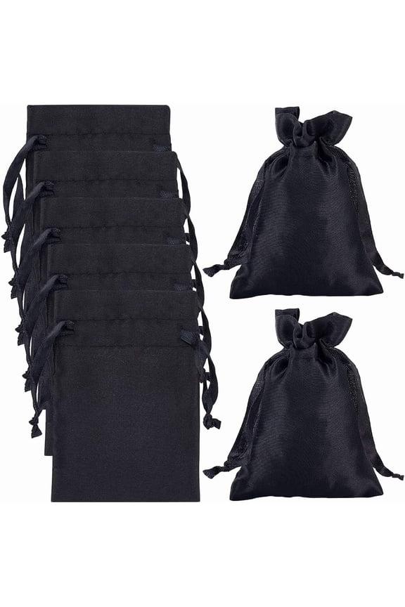 25Pcs Mini Cloth Gift Bag Bulk 4x6 Black Rectangle Drawstring Jewelry Pouch Small Soft Party Favor Candy Storage Bags for Bridal Shower Wedding Birthday Present Travel Craft