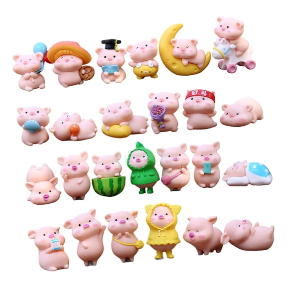 25Pcs Minis Resin Pigs Tiny Pigs Miniature Piggy for Fairys Garden Accessories Decoration Miniature Landscape Ornament