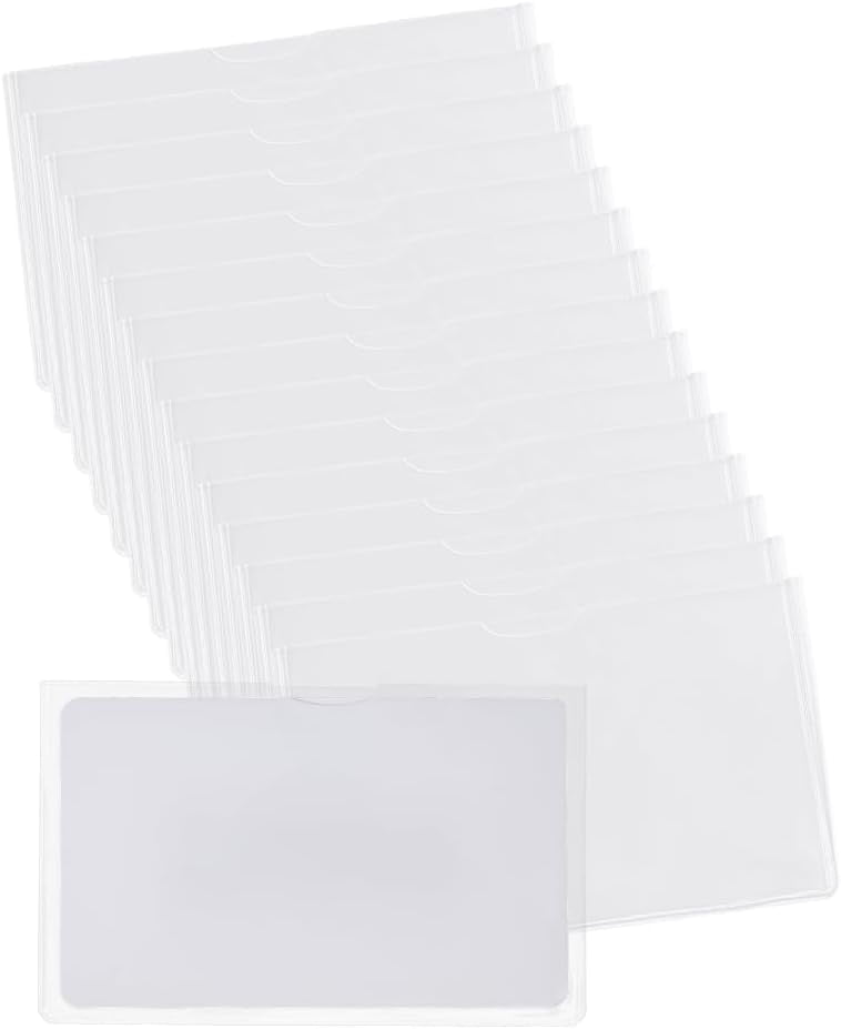 25Pcs Name Badge Holder 59.5x96.5x0.5mm Clear PVC Rectangle Card ...