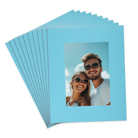 Uxcell 25Pcs Picture Mat 8"x10" Bevel Cut Frame Mattes for Display Art Measuring Sky Blue