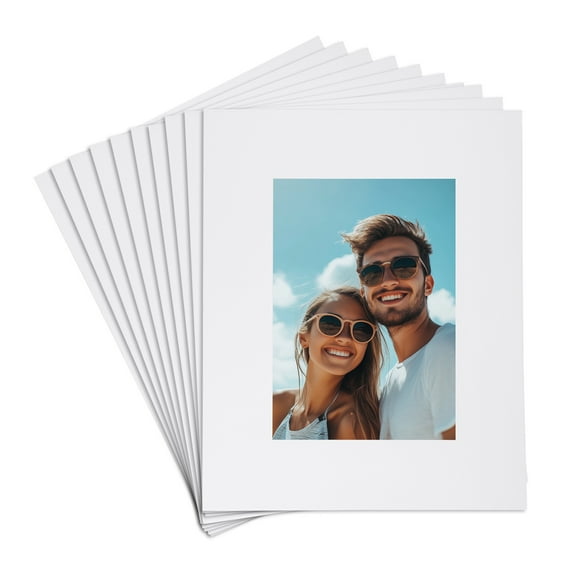 Uxcell 25Pcs Picture Mat 8"x10" Bevel Cut Frame Mattes for Display Art Measuring White