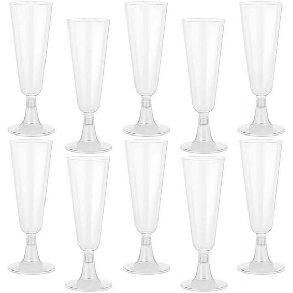 25Pcs Plastic Champagne Flutes Clear Champagne Glasses Flutes Reusable Stemmed Champagne Glasses Party Wine Cups 5.3oz Hand Washable Plastic Flutes Glass for Party Wedding Barbecue