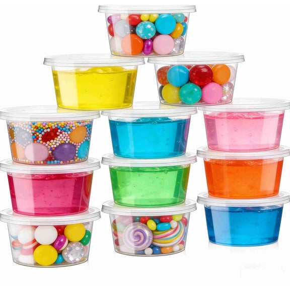 25Pcs Plastic Containers, 2.4oz Clear Refillable Storage Sealed Jars Snack Container with Lids for Lip Scrub Body Butters Cream Slime Craft Storage