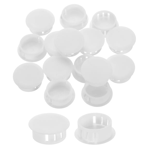 25Pcs Plastic Hole Plugs, 25mm(1") Flush Type Panel Plugs, Round Snap Knockout Locking Plugs for Furniture Insert End Caps Panels, White