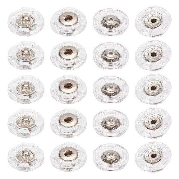 25Pcs Plastic Snap Button Garment Buttons Flat Round Clear 18x5mm DIY
