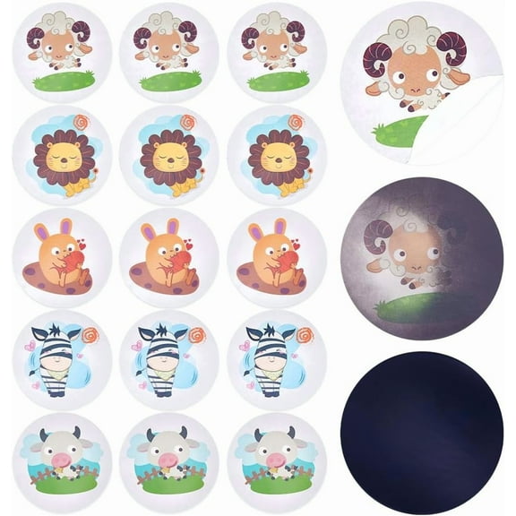 25Pcs Potty Training Seat Magic Sticker Animal Potty Targets Toilet Color Changing Sticker Round PVC Reusable for Kid Baby Pee Training White