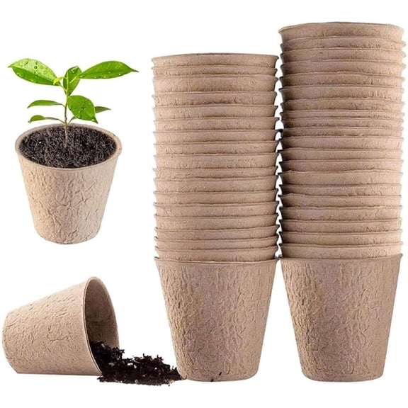 25Pcs Pulp Nursery Cup,Natural Plantable Seed Starter Pots,Peat Plant Pot,Biodegradable Flower Pot,Planting Trays,Disposable Planter Box,for Outdoor Home Garden