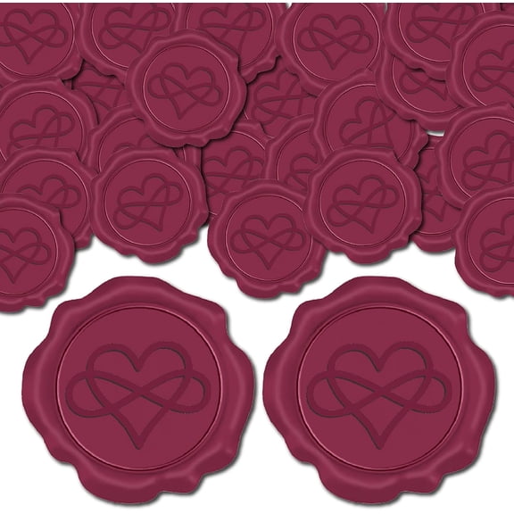 25Pcs Red Wax Seal Stickers Love Heart Wedding Invitations Envelope Sealing Sticker Label Self Adhesive for Gift Wrapping Party Birthday Greeting Cards Making Christmas Valentine Day
