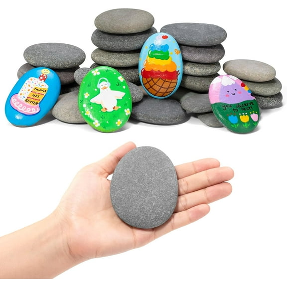 25Pcs Rocks for Painting, Large 3-4 Inch Natural River Stones for DIY, Art & Crafts, Smooth Paintable Flat Rocks Bulk for Adults, Children, Kindness Rocks Garden Decoration