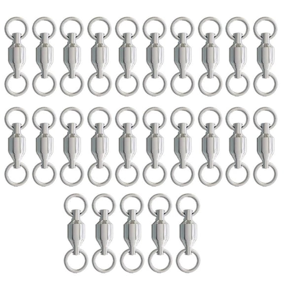 25Pcs Rolling Barrel Fishing Swivel Stainless Steel Tackle Connectors High Strength Heavy Duty Clip Small Solid Rings