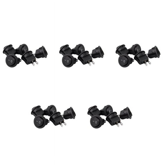 25Pcs SPST Black Button On/ Round Rocker Switch AC 6A/250V 10A/125V