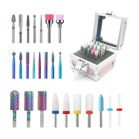 25Pcs Safety Professional Rotatable Burrs Polish File Bit for Acrylic Nails Gel Cuticle Remover Electric Manicure