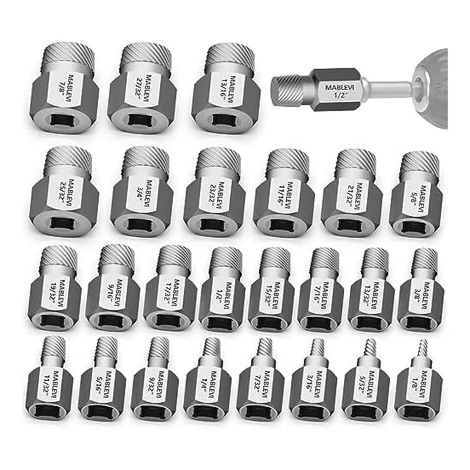 25Pcs Screw Extractor Set, 3/8 Inch Drive 2In1 Double Head Easy Out