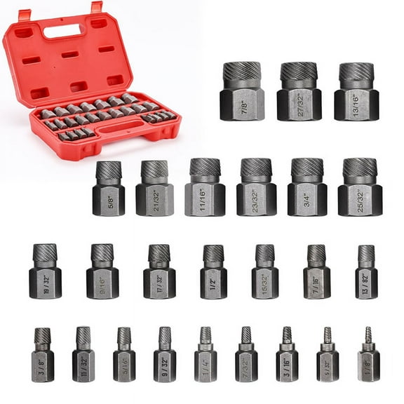 25Pcs Screw Extractor Set Hex Multi-Spline Easy Out Bolt Set, Heavy Duty Metric EZ Rounded Remover