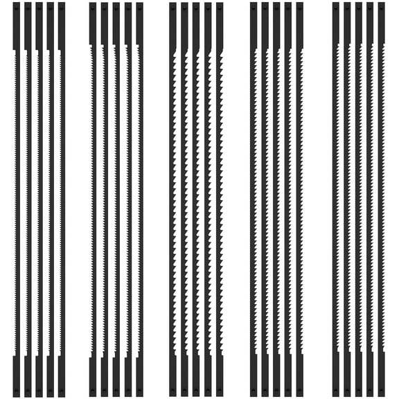 25Pcs Scroll Saw Blade Set 6-1/2inch High Carbon Steel Wood Cutting Saw Blades Kit Clean Cut Coping Saw Blades Wood Cutting Scroll Saw Blade Replacement Pin End Saw Blade for Wood Plastic Leather