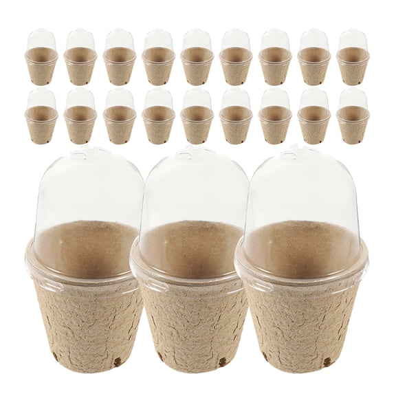 25Pcs Seed Starter Pots Plant Nursery Pots Paper Plants Pots with Dome Lids Paper Nursing Pots Cups