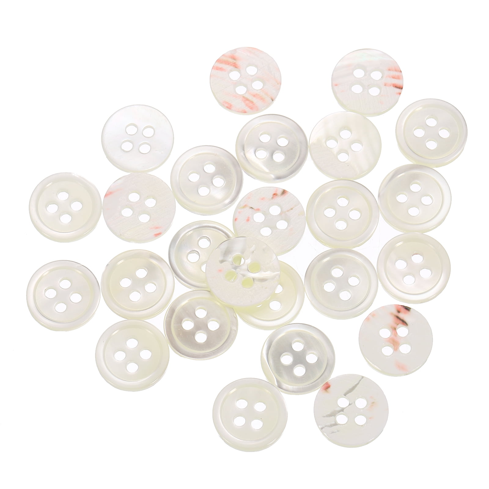 White Shell Button 25Pcs Shell Buttons, 4 Hole Mother of Pearl Button 11.5mm Sewing ...
