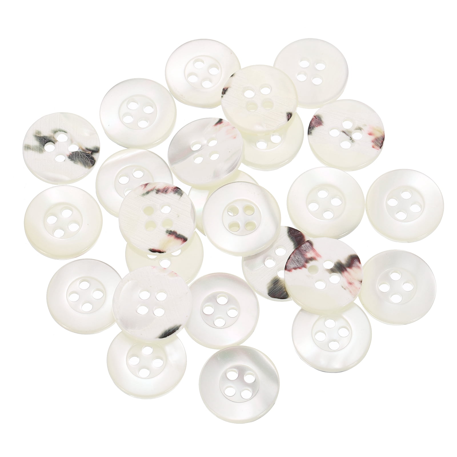 White Shell Button 25Pcs Shell Buttons, 4 Hole Mother of Pearl Button 15mm Sewing Button ...