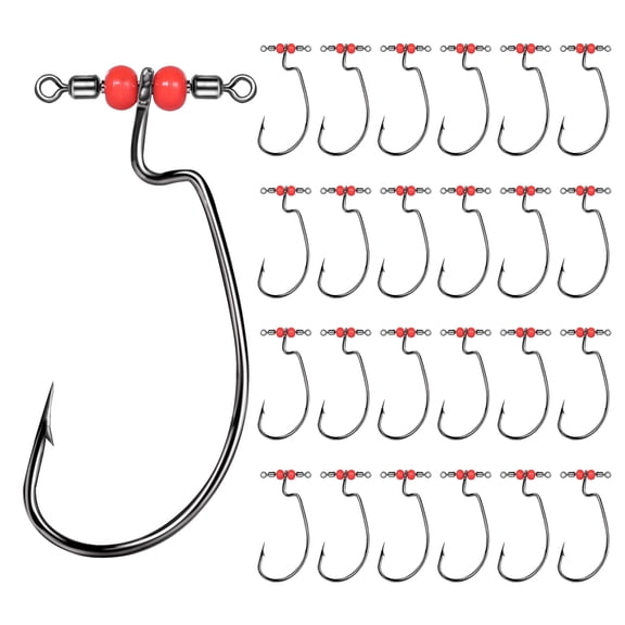 25Pcs Shot Hooks with Swivels, Quick-Install Barbed Saltwater Fishing Rigs & Wide Tackle Accessories