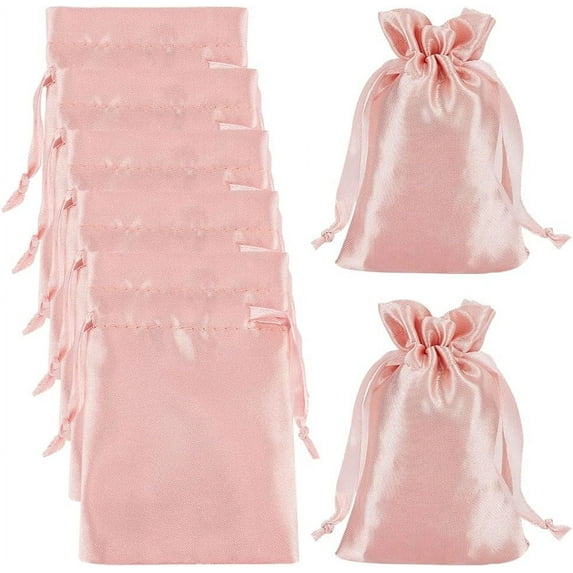 25Pcs Small Satin Jewelry Pouches 3.9x5.9 Inch Mini Cloth Gift Bags with Drawstring 15x10cm Rectangle Wedding Favor Pouch Storage Lavender Blush