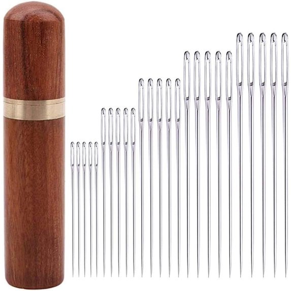 25Pcs Stainless Steel Sewing/Embroidery Thread/Leather/Tapestry Needles DSV