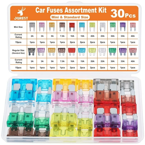 25Pcs Standard Car Fuse Kit -Standard Blade Fuses Automotive - Replacement Fuses Assortment Kit for Car/RV/Truck/Motorcycle(2Amp 3A 5A 7.5A 10A 15A 20A 25A 30A 35A 40A)