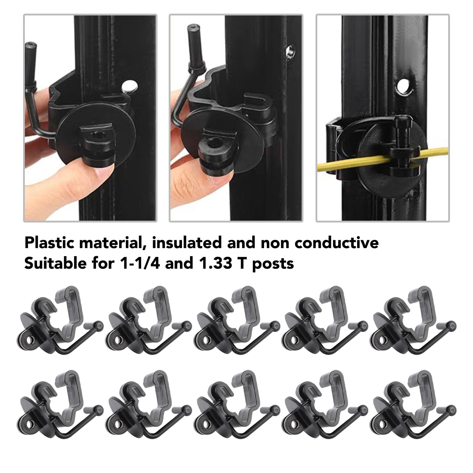 25Pcs T Post Insulators For Electric Fence, Plastic Pinlock Wire ...