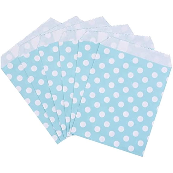25Pcs Teal Dot Paper Bags Candy Gift Bag Food Packaging Christmas Wedding Favor Baby Shower Birthday Party Decoration