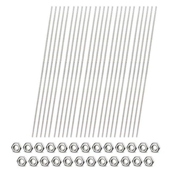 25Pcs Threaded Rods with 50pcs Nuts, 12inch Stainless Steel Threads for Hangers, U-Bolts, Beaded Garden Stake Rods