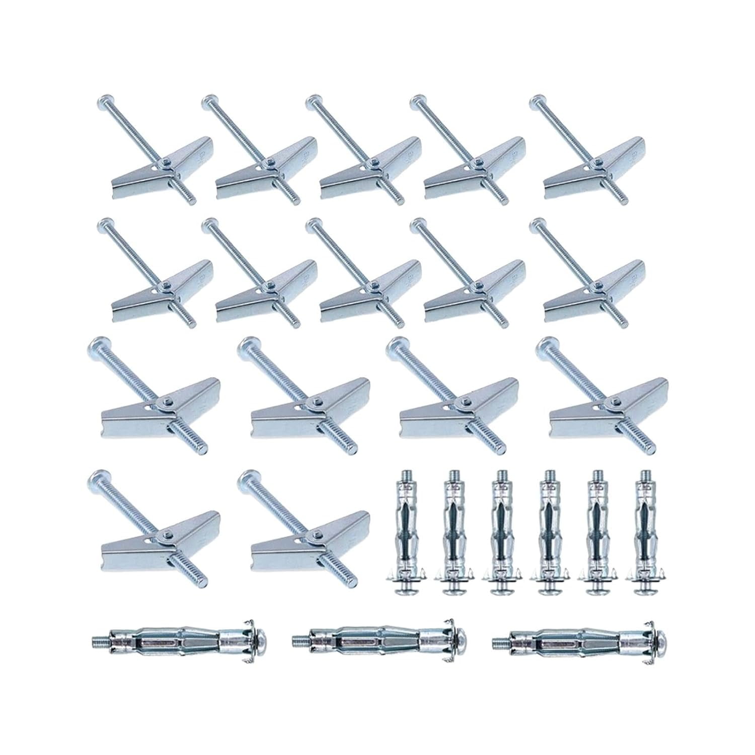 25Pcs Toggle Bolts and Wing Nuts Set, Drywall Anchors Assortment Set