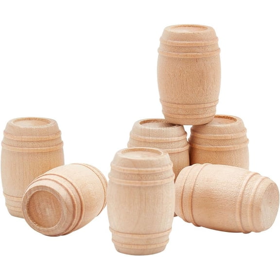 25Pcs Unfinished Wooden Crafts for Painting Natural Wood Mini Round Blank Barrel for DIY Wood Ornament Without Paint for Art Craft Project Home Desk Bookshelves Birthday Decor 1x1.6 Inch 25pcs