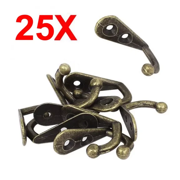 25Pcs Vintage Rustic Bronze Wall Coat Hooks Hat Hook Rack Hall Tree Restoration