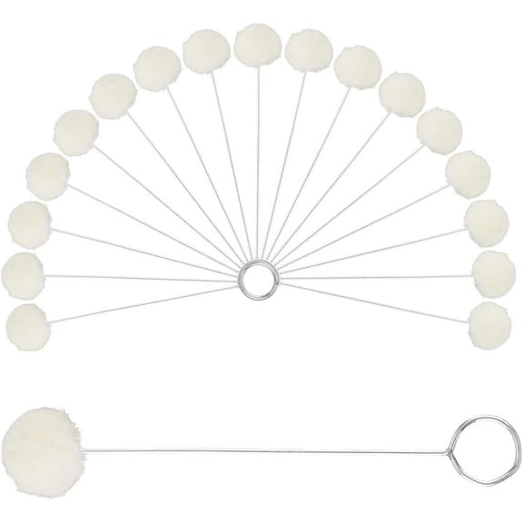 25Pcs Wool Daubers Ball Brush Leather Dye Tool 4.9In Platinum with Metal Handle Wool Smear Balls Dyeing Reusable Applicator for DIY Crafts Projects Gluing