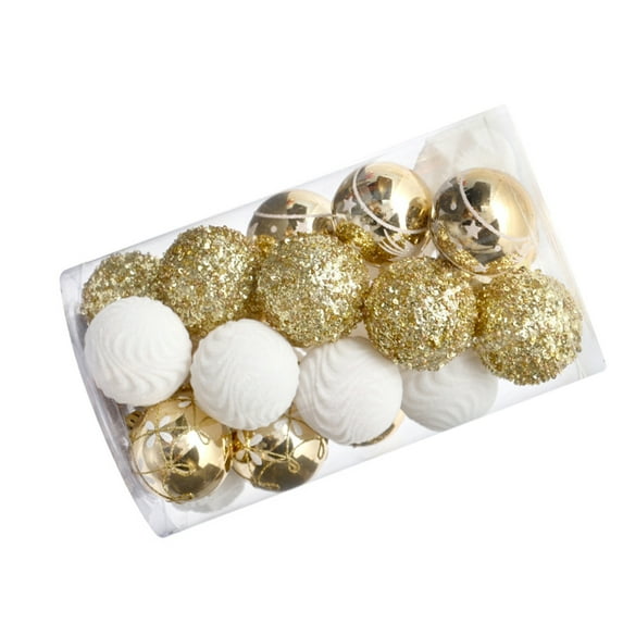 25Pieces Delicate Christmas Sphere Ornament Set Hand Painted Festival Gold Baubles Decorations for Holiday Tree