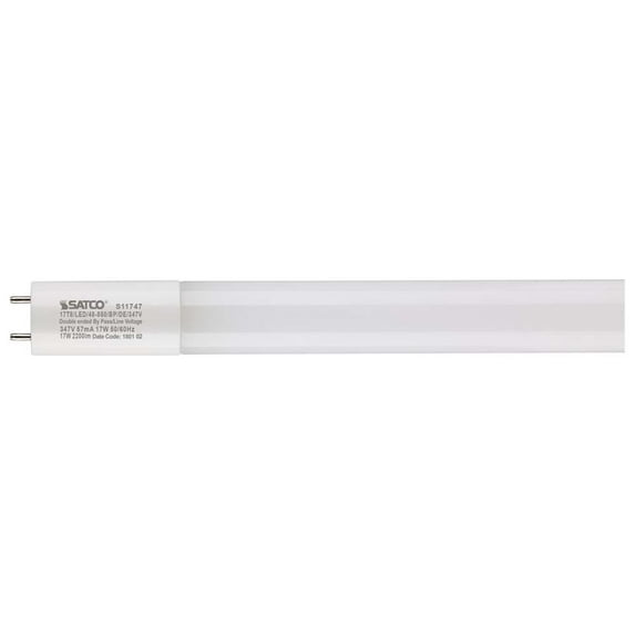 Satco S11747, 17W 4 ft LED T8 Tube Light Bulb – 5000K Natural White, Ballast Bypass, G13 Base, 347V