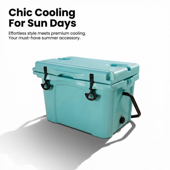 25QT Portable Cooler, Insulated Hard Cooler with Bottle Opener, Cup Holder, Forming Ruler, Travel, Beach, Camping, Fishing