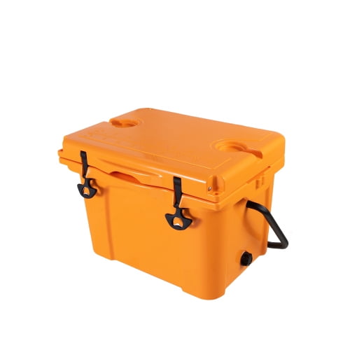 25QT Portable Hard Cooler, Insulated Ice Chest with Bottle Opener & Cup Holder, Built-in Ruler, Ideal for Travel, Beach, Camping, Fishing & Outdoor Activities