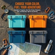 25QT Portable Insulated Hard Cooler | 5-7 Day Ice Retention, Built-in Bottle Opener/Cup Holder/Forming Ruler for Travel, Beach, Camping, Fishing