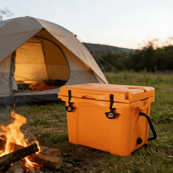 25QT Portable Insulated Hard Cooler with Bottle Opener, Cup Holder & 5-Day Ice Retention