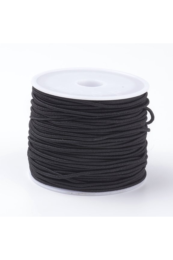25Roll Elastic Cords Stretchy String for Bracelets Necklaces Jewelry Making Black 1.5mm about 12.02~13.12 yards(11~12m)/roll
