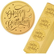25Sheet Gold Foil Seals Happy Birthday 2inch Round Self Adhesive Embossed Stickers