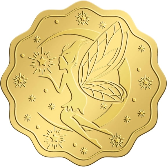 25Sheet Plastic Self Adhesive Gold Foil Embossed Stickers Medal Decoration Sticker Angel & Fairy 5x5cm 4pcs/sheet craft