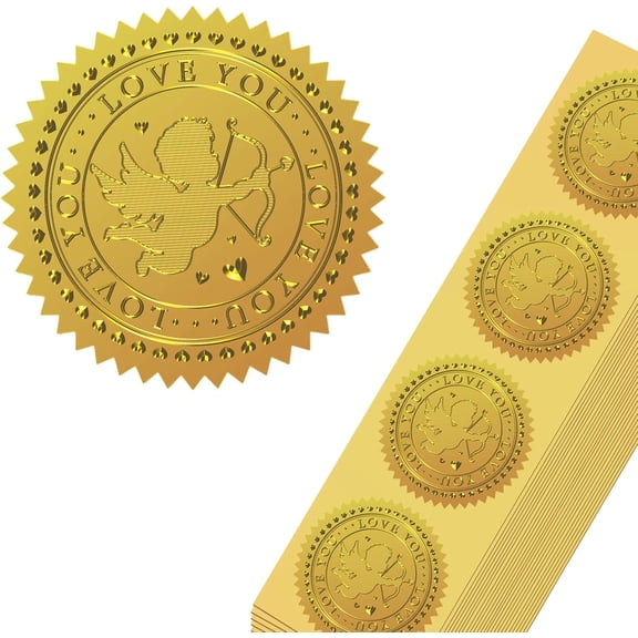 25Sheet Plastic Self Adhesive Gold Foil Embossed Stickers Medal Decoration Sticker Cupid 5x5cm 4pcs/sheet