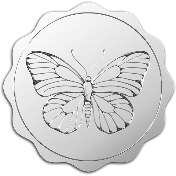 25Sheet Plastic Silver Foil Embossed Picture Sticker Award Certificate Seals Stamp Seal Stickers Butterfly 5cm 4pcs/sheet