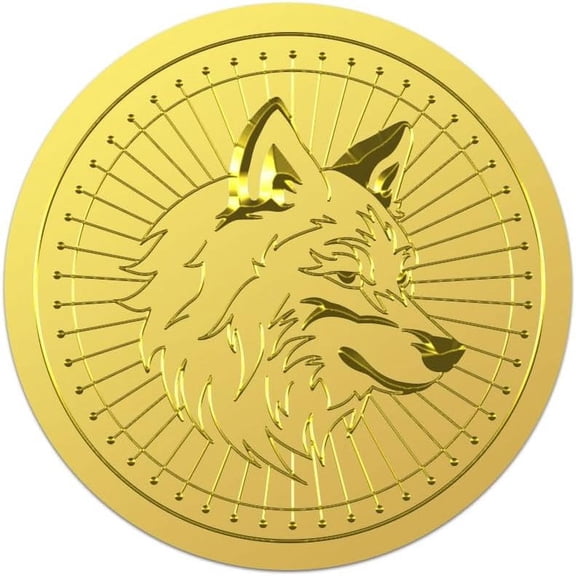 25Sheet Self Adhesive Gold Foil Embossed Stickers Medal Decoration Sticker Wolf 5x5cm