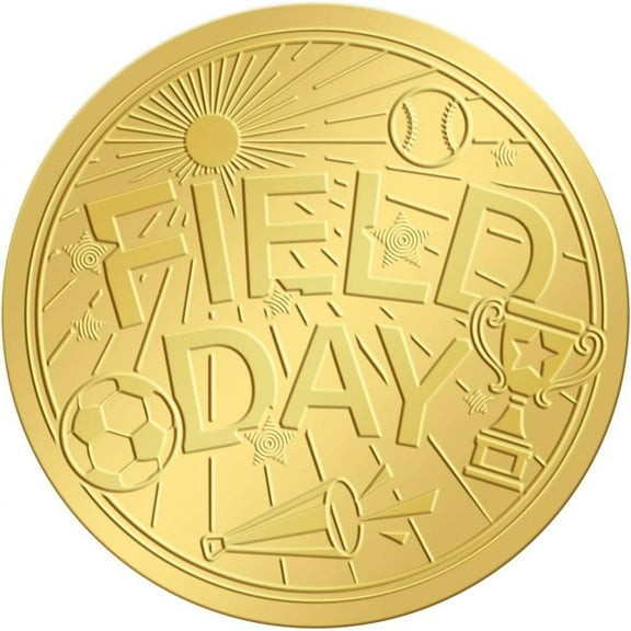 25Sheets 2 Inch Gold Embossed Envelope Seals Stickers Field Day 100pcs Adhesive Embossed Foil Seals Stickers Label for Wedding Invitations Gift Packaging